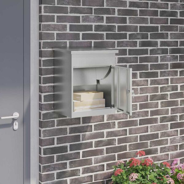 vidaXL P&oacute;stkassi me&eth; hur&eth; Svartur 47,5 x 38 x 59 cm Galvaniserad st&aacute;l