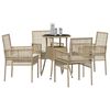 vidaXL Gar&eth;ur bor&eth;sett 5 pcs Drapplita&eth;ur Poly rattan
