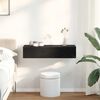 vidaXL vegghilla me&eth; sk&uacute;ffum Svart 80x33x17 cm Samsettur Vi&eth;ur