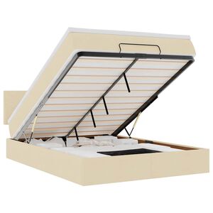 vidaXL Ottoman r&uacute;m me&eth; d&yacute;nu & LED krem 140x190 cm Efni