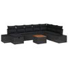 vidaXL Gar&eth;s&oacute;fa sett me&eth; p&uacute;&eth;i me&eth; geymslu 9 pcs Svartur Poly rattan