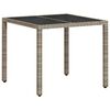 vidaXL Gar&eth;bor&eth; me&eth; Glerpl&ouml;tu Lj&oacute;sgr&aacute;tt 90x90x75 cm P&oacute;l&yacute;rattan