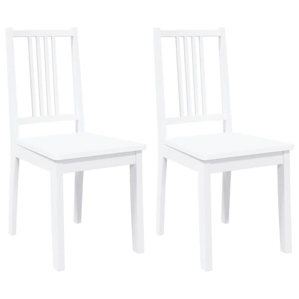 vidaXL borðstofustólar 2 stk Hvítt gegnheilt viðargúmmí