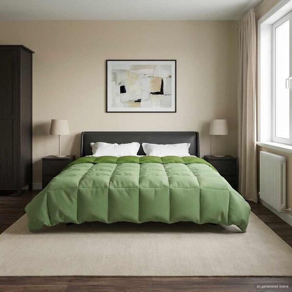 vidaXL Vetrar s&aelig;ng S&iacute;&eth;la&eth; Gr&aelig;nn 200 x 220 cm M&iacute;kr&oacute;f&iacute;ber