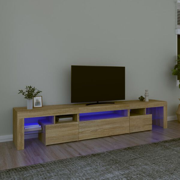 vidaXL sj&oacute;nvarpssk&aacute;pur me&eth; LED lj&oacute;sum Sonoma Oak 215x36,5x40 cm