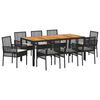 vidaXL Gar&eth;ur bor&eth;sett 9 pcs Svartur p&oacute;l&yacute;rattan