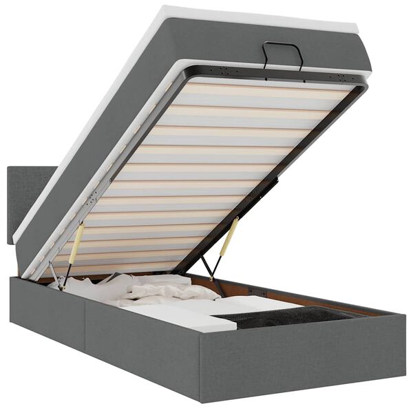 vidaXL Ottoman rúmgrind með dýnu Dökkgráum 90x190 cm Efni