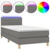 vidaXL H&oacute;lfa&eth; Springr&uacute;m me&eth; D&yacute;nu&LED D&ouml;kkgr&aacute;tt 90x200cm Tauefni