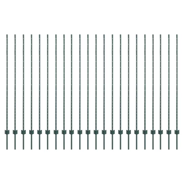 vidaXL Girðingarpóstar 22 pcs Grænn 200 cm Stál