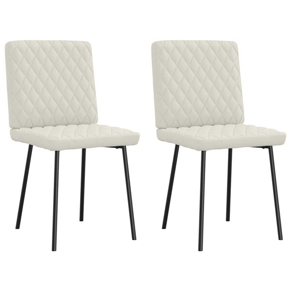 vidaXL Borðstofustólar 2 stk. Rjómahvítir Flauel