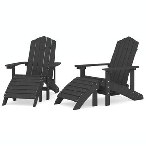 vidaXL Adirondack Gar&eth;st&oacute;lar 2 stk. me&eth; F&oacute;taskemlum HDPE Reykgr&aacute;ir