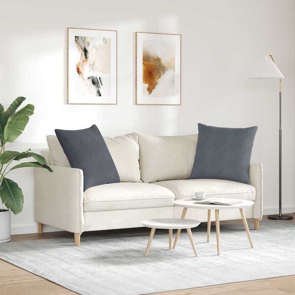 vidaXL S&oacute;fap&uacute;&eth;ar 2 pcs D&ouml;kk gr&aacute; 80 x 80 cm Korduroy efni