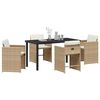 vidaXL Gar&eth;ur bor&eth;sett 5 pcs Drapplita&eth;ur p&oacute;l&yacute;rattan