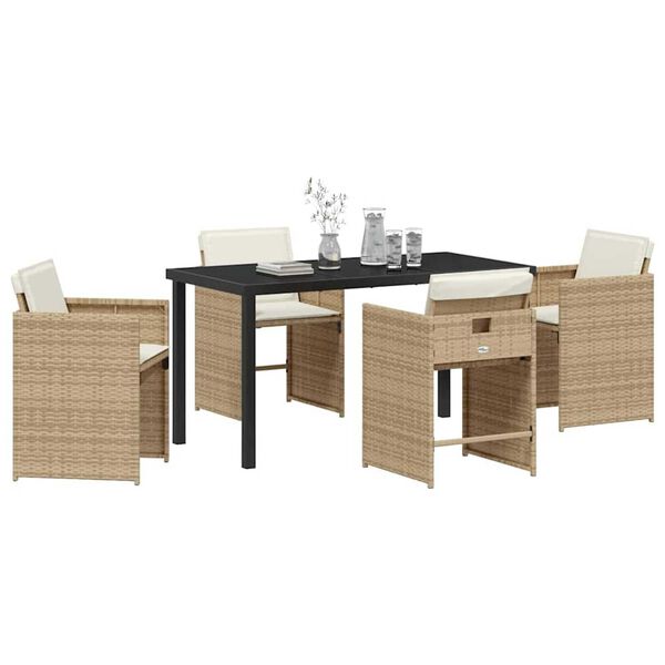 vidaXL Gar&eth;ur bor&eth;sett 5 pcs Drapplita&eth;ur p&oacute;l&yacute;rattan