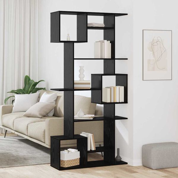 vidaXL B&oacute;kask&aacute;pur Svartur Eik 92 x 29 x 188 cm Samsettur vi&eth;ur