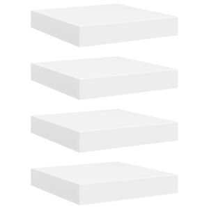 vidaXL Vegghengdar Hillur 4 stk. Hv&iacute;tar 23x23,5x3,8 cm MDF
