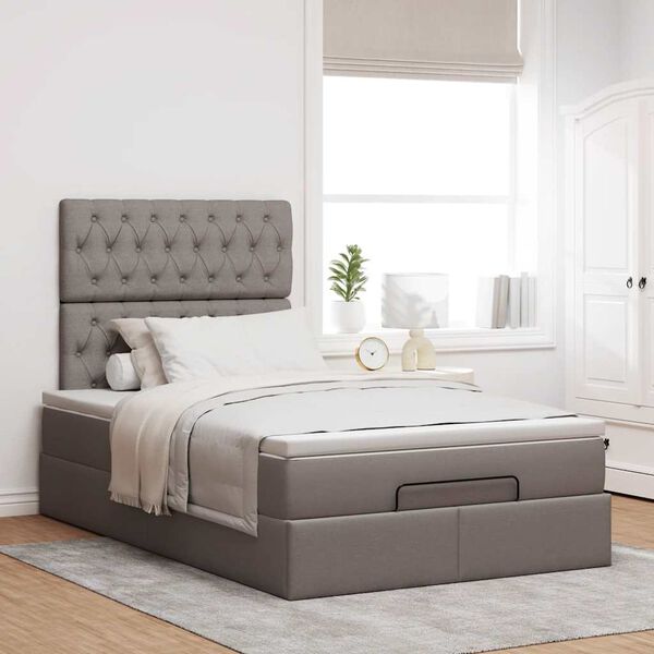 vidaXL Ottoman R&uacute;m me&eth; D&yacute;nu & LED Taupe 120x190cm Efni