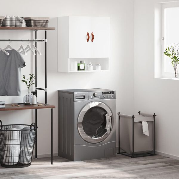 vidaXL Veggfestur Sk&aacute;pur Hv&iacute;tur 60x31x70 cm Samsettur Vi&eth;ur