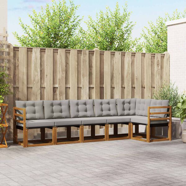 vidaXL &Uacute;ti s&oacute;fasett me&eth; p&uacute;&eth;i 6 pcs N&aacute;tt&uacute;rulegt og Lj&oacute;st Gr&aacute;tt