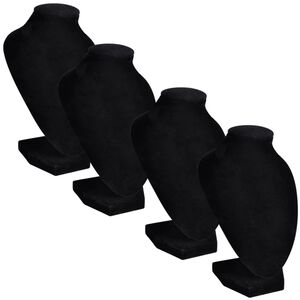 Skartgripastandur úr Flónel Hálsmen Brjóstmynd Svartur 9 x 8,5 x 15 cm 4 stk