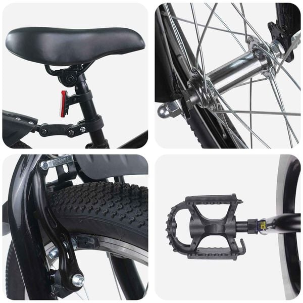 vidaXL Barnahj&oacute;l 20 Tommur fyrir 6-11 &aacute;ra Svartur