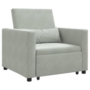 vidaXL Dregin s&oacute;fi me&eth; r&uacute;m me&eth; hj&oacute;l Lj&oacute;sgr&aacute;tt 90 x 165 x 87 cm Flauel