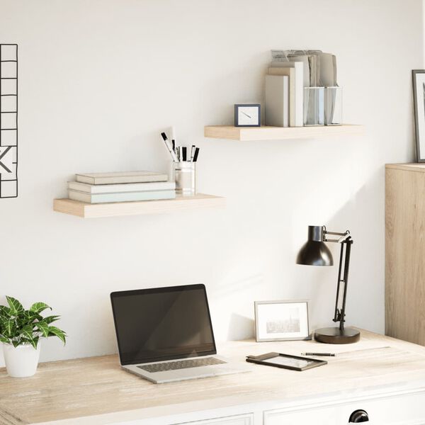 vidaXL Flj&oacute;tandi Hillur 2 stk 50x23,5x4 cm Samsettur Vi&eth;ur