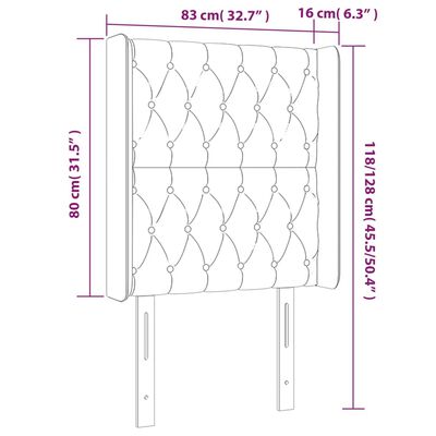 vidaXL LED höfuðgafl Mógrátt 83x16x118/128 cm Efni