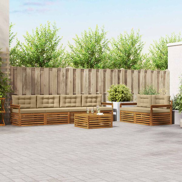 vidaXL &Uacute;ti s&oacute;fasett me&eth; p&uacute;&eth;i 7 pcs N&aacute;tt&uacute;rulegt og B&eacute;ig