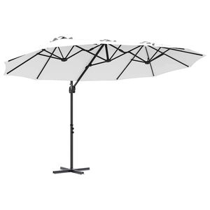 vidaXL Garða fleygparasol Sandur 372 x 198 x 243 cm Duftlitað stál