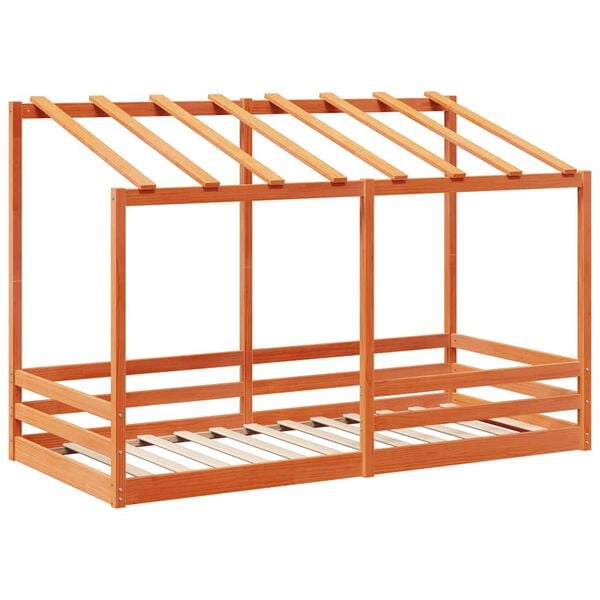 vidaXL R&uacute;mhiminn &aacute; Barnar&uacute;m Vaxbr&uacute;nn 90x200 cm Gegnheil Fura