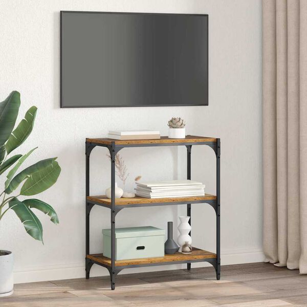 vidaXL B&oacute;kask&aacute;pur Gamalt vi&eth;ur 60 x 33 x 70,5 cm Virka&eth; tr&eacute; og j&aacute;rn