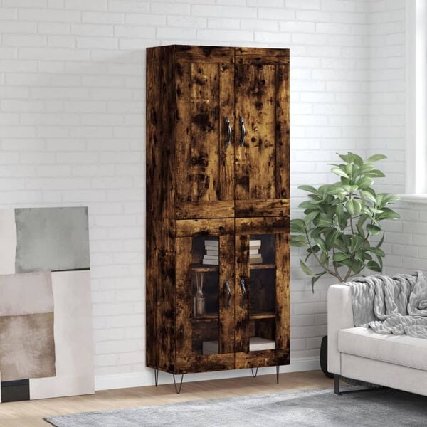 vidaXL H&aacute;r Sk&aacute;pur Reykt&oacute;na Eikarlitur 69,5x34x180 cm Samsettur Vi&eth;ur