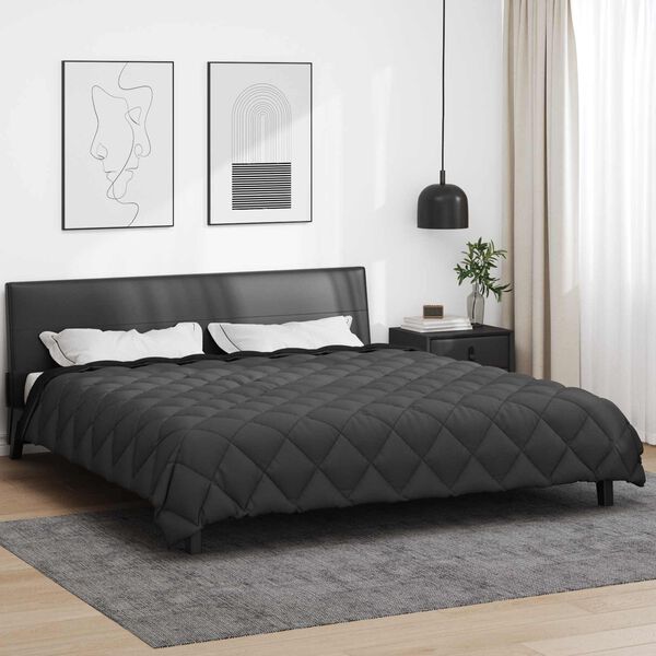 vidaXL Vetrar s&aelig;ng Svartur og Anthracite 200 x 200 cm M&iacute;kr&oacute;f&iacute;ber