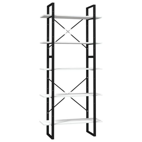 vidaXL 5 hæða Bókaskápur Hvítur 80x30x175 cm Gegnheil Fura