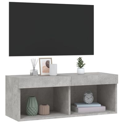 vidaXL Sjónvarpsskápur með LED-ljósum Steypugrár 80x30x30 cm