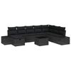 vidaXL Gar&eth;s&oacute;fa sett me&eth; p&uacute;&eth;i 9 pcs Svartur p&oacute;l&yacute;rattan