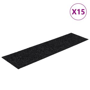 vidaXL Stigamottur sj&aacute;lfl&iacute;mandi 15 stk 76x20 cm svartar r&eacute;tthyrndar