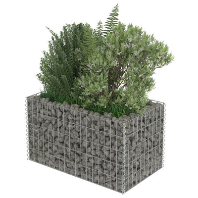 vidaXL Gabion Grjótkassi Upphækkað Blómaker Sínkhúðað stál 90x50x50 cm