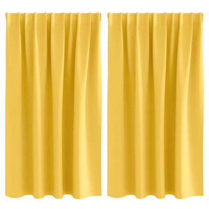 vidaXL Svartgard&iacute;nur me&eth; hringjum 2 pcs Gulvara gulan 140 x 140 cm