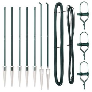 vidaXL Girðingarpóstar 7 pcs Grænn Ø32mm 160 cm Sinkhúðað stál