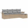 vidaXL Gar&eth;s&oacute;fa sett me&eth; p&uacute;&eth;i 5 pcs Beige og lj&oacute;sgr&aacute;r p&oacute;l&yacute;rattan