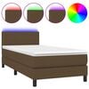 vidaXL H&oacute;lfa&eth; Springr&uacute;m me&eth; D&yacute;nu&LED D&ouml;kkbr&uacute;nn 90x190cm Tauefni