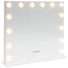vidaXL LED Fegur&eth;arspegill Hv&iacute;t 50 x 10 x 44 cm Gler og st&aacute;l