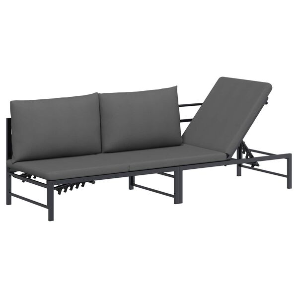 vidaXL S&oacute;lbedd fyrir 3 manns Svart 200 x 62 x 59 cm Vefna&eth;ur