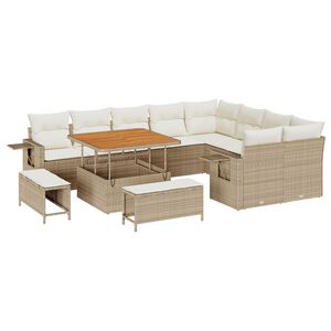 vidaXL Gar&eth;s&oacute;fa sett 12 pcs Drapplita&eth;ur p&oacute;l&yacute;rattan