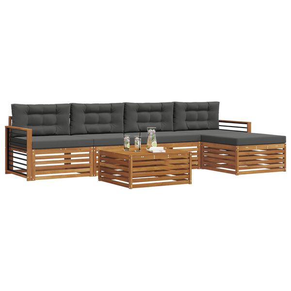 vidaXL &Uacute;ti s&oacute;fasett me&eth; p&uacute;&eth;i 6 pcs N&aacute;tt&uacute;rulegt og Antrac&iacute;t