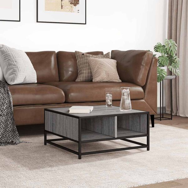 vidaXL S&oacute;fabor&eth; Gr&aacute;tt Sonoma 60,5x60,5x30 Samsettur Vi&eth;ur og M&aacute;lmur