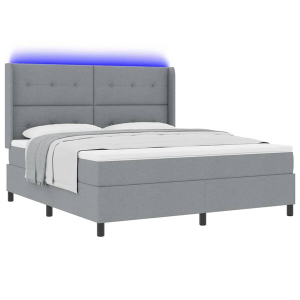vidaXL LED Box Spring R&uacute;m me&eth; d&yacute;nu Lj&oacute;sgr&aacute;r 180 x 200 cm d&uacute;kur