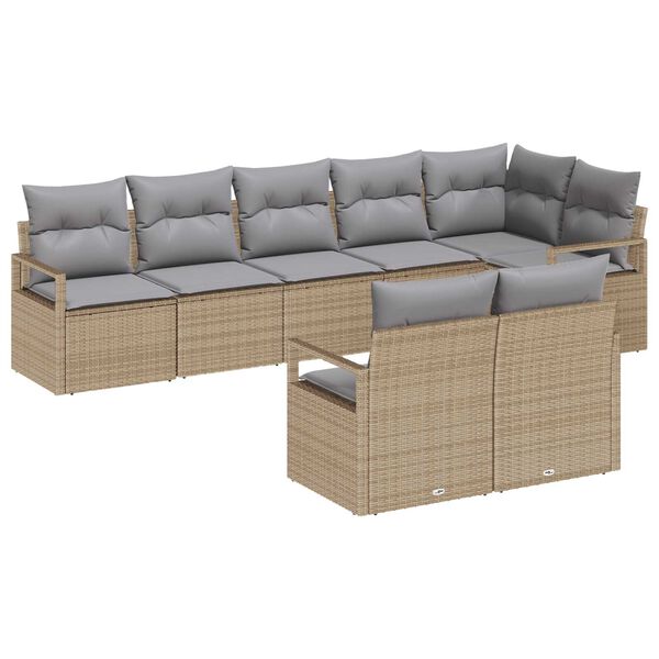 vidaXL S&oacute;fasett 8 pcs Drapplita&eth;ur p&oacute;l&yacute;rattan
